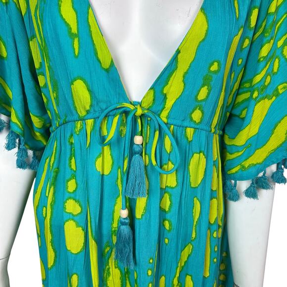True Destinations Cover up Dress Size M Boho long maxi colorful tassel vacation - Picture 3 of 14